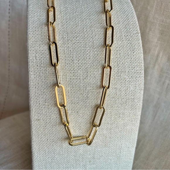 Gold Paperclip Chain, Gold Oval Link Necklace - Picture 2 of 8